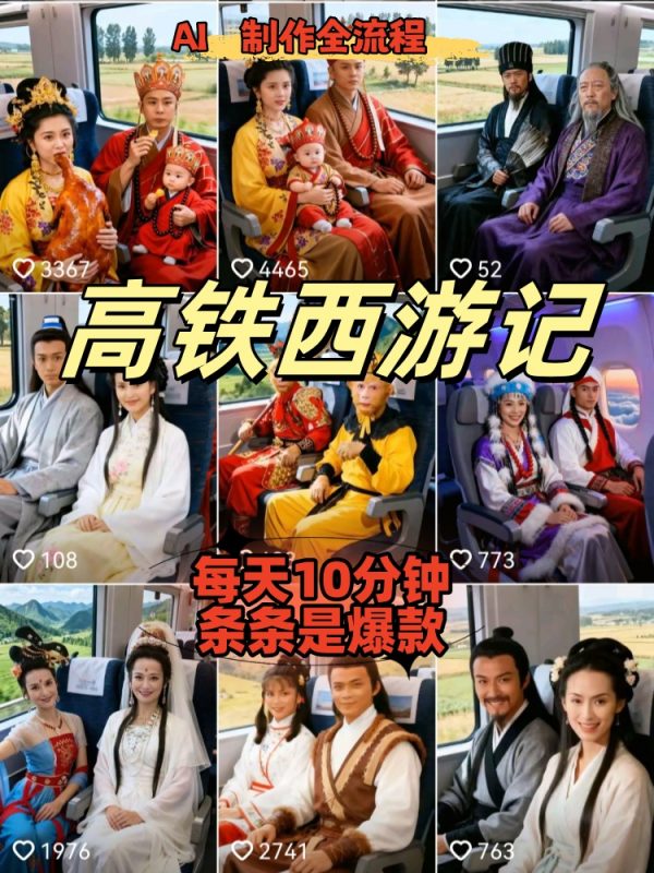【编号:11】最近爆火的西游记高铁视频,条条10W+,小白也能5分钟轻松上手,单日变现1k-创薯资源