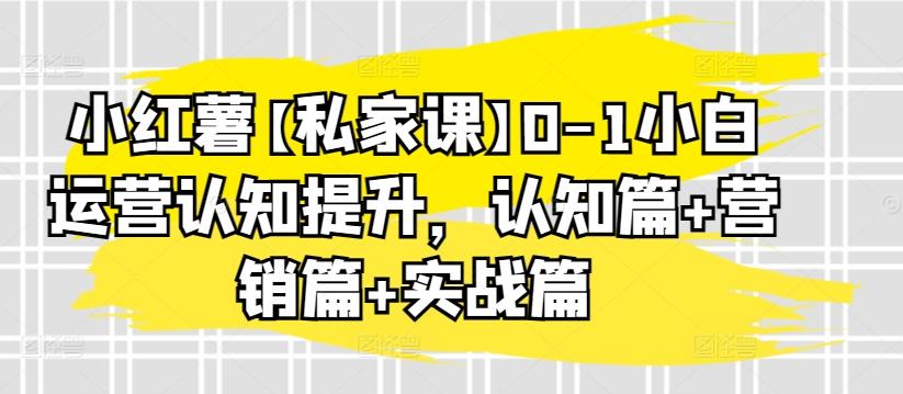 小红薯【私家课】0-1小白运营认知提升，认知篇+营销篇+实战篇-创薯资源