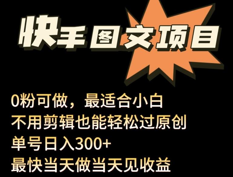 24年最新快手图文带货项目，零粉可做，不用剪辑轻松过原创单号轻松日入300+【揭秘】-创薯资源