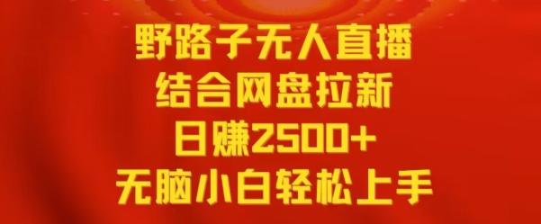 野路子无人直播结合网盘拉新，日赚2500+，小白无脑轻松上手【揭秘】-创薯资源