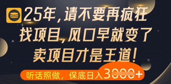 什么？25年你还在疯狂找项目做，醒醒吧，看完这些你全都懂了【揭秘】-创薯资源