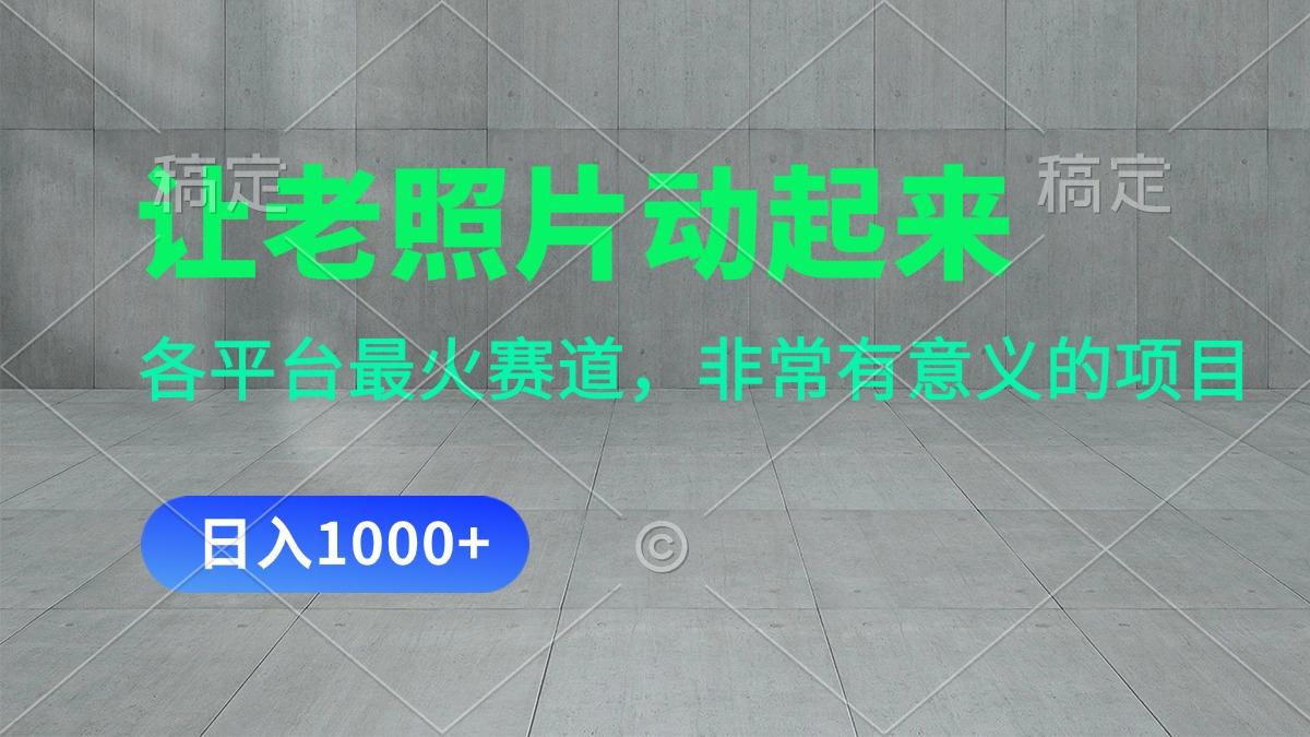 让老照片动起来，一天变现1000+，各平台最火赛道，看完就会-创薯资源
