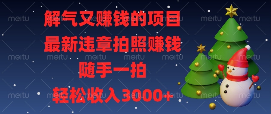 解气又赚钱的项目，最新违章拍照赚钱，随手一拍，轻松收入3000+-创薯资源