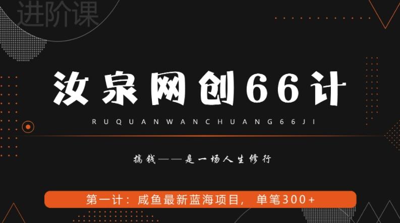 汝泉网创66计之第1计：闲鱼长期稳定项目，单笔变现300+-创薯资源