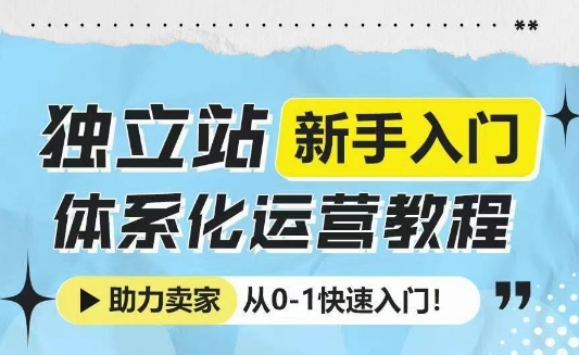 独立站新手入门体系化运营教程，助力独立站卖家从0-1快速入门!-创薯资源