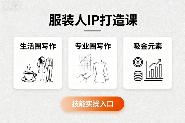服装人IP打造课，文案创富+生活圈写作+专业圈写作+服装人专属+吸金元素+技能实操-创薯资源