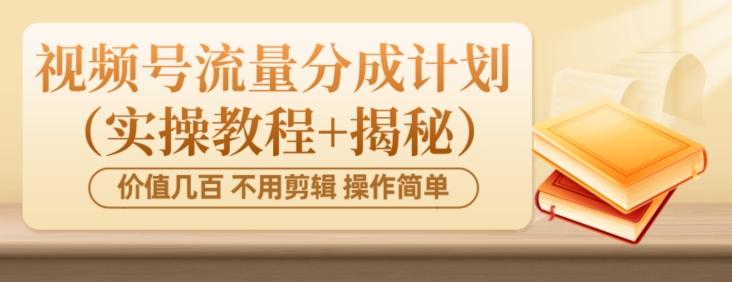价值几百上千不用剪辑简单操作视频号流量分成计划（实操教程+揭秘）-创薯资源