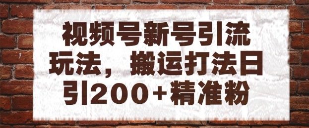 视频号新号引流玩法，搬运打法日引200+精准粉，可矩阵放大【揭秘】-创薯资源
