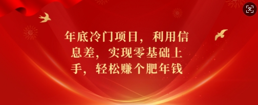 年底冷门项目，利用信息差，实现零基础上手，轻松赚个肥年钱【揭秘】-创薯资源