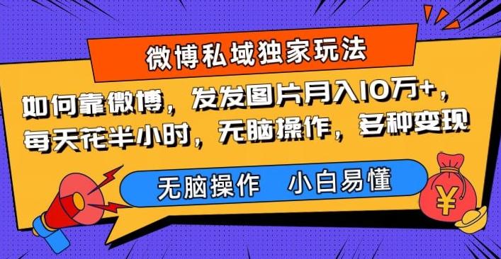 如何靠微博，发发图片月入10万+，‌每天花半小时，无脑操作，多种变现-创薯资源