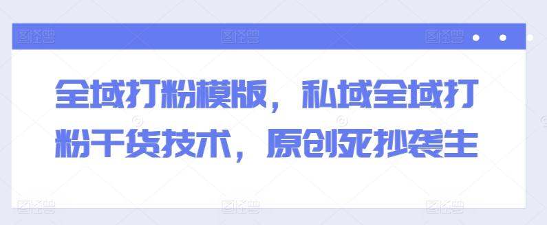全域打粉模版，私域全域打粉干货技术，原创死抄袭生-创薯资源