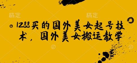 1288买的国外美女起号技术，国外美女搬运教学-创薯资源