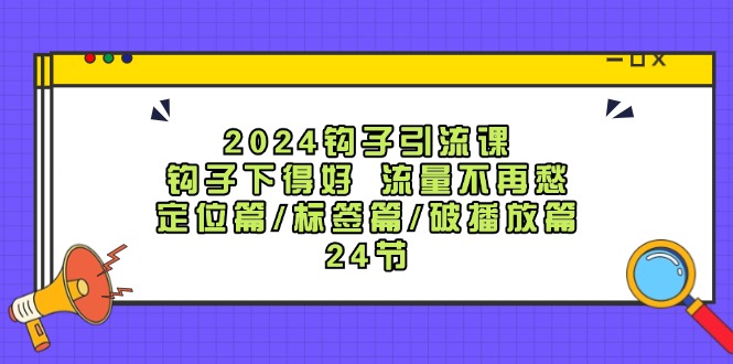 2024钩子引流课：钩子下得好流量不再愁，定位篇/标签篇/破播放篇/24节-创薯资源