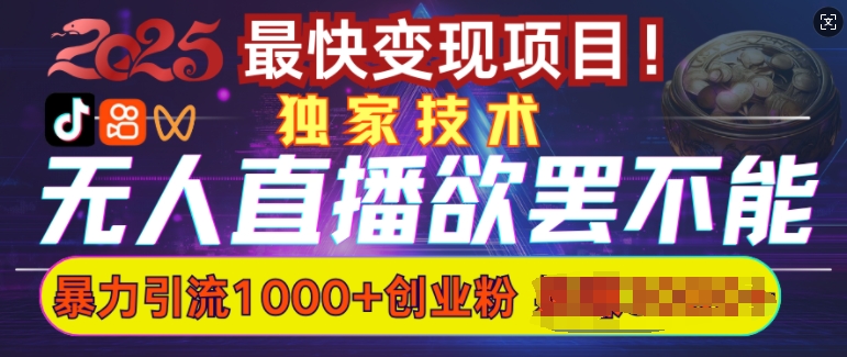 欲罢不能的无人直播引流，超暴力日引流1000+高质量精准创业粉-创薯资源