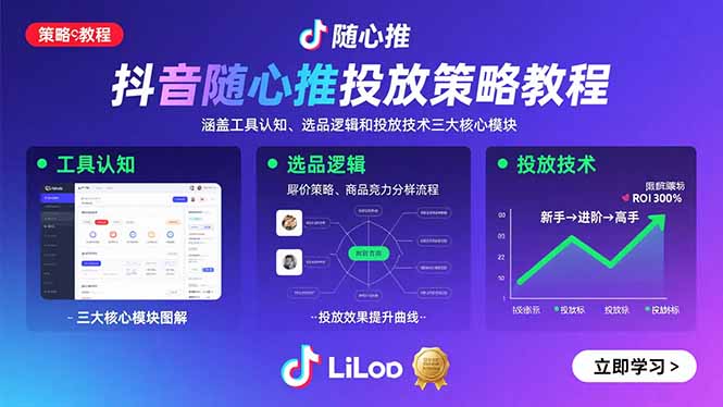 抖音随心推投放策略教程：涵盖工具认知、选品逻辑和投放技术三大核心模块-创薯资源
