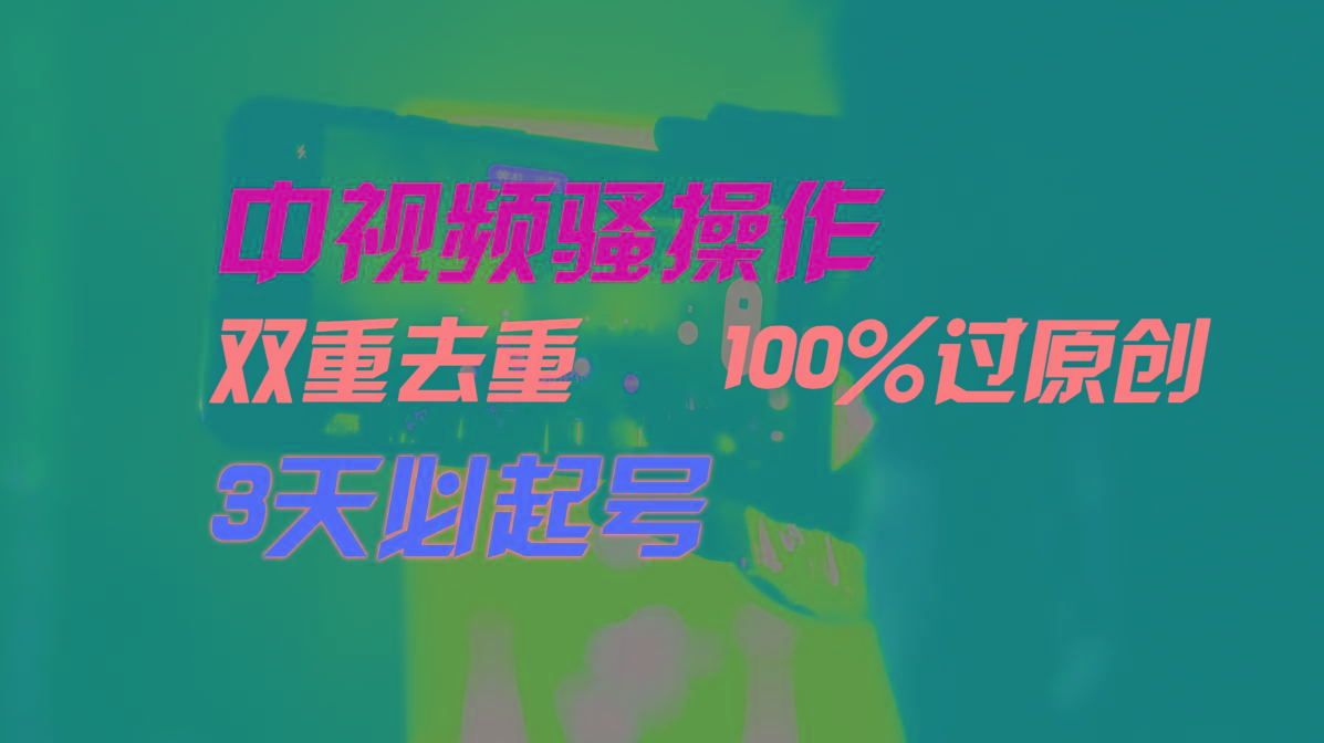 中视频骚操作，双重去重100%过原创，3天比必起号，简单无脑，月入3W+-创薯资源