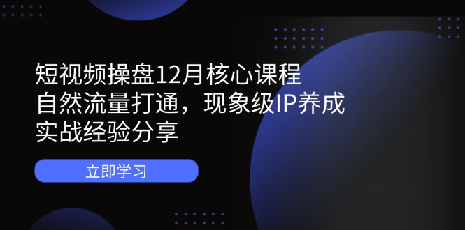 短视频操盘12月核心课程：自然流量打通，现象级IP养成，实战经验分享-创薯资源