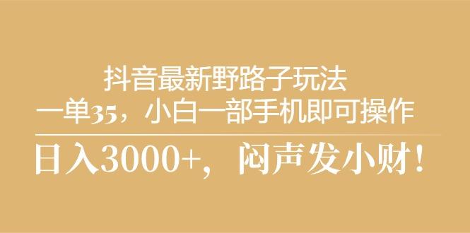 抖音最新野路子玩法，一单35，小白一部手机即可操作，，日入3000+，闷…-创薯资源