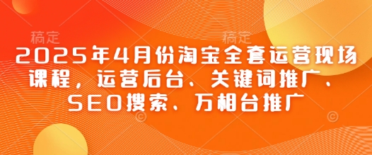 2025年4月份淘宝全套运营现场课程，运营后台、关键词推广、SEO搜索、万相台推广-创薯资源