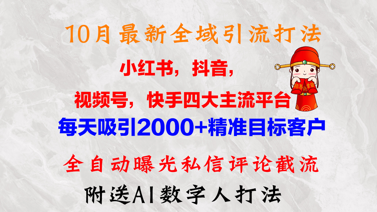 10月最新小红书，抖音，视频号，快手四大平台全域引流，，每天吸引2000…-创薯资源