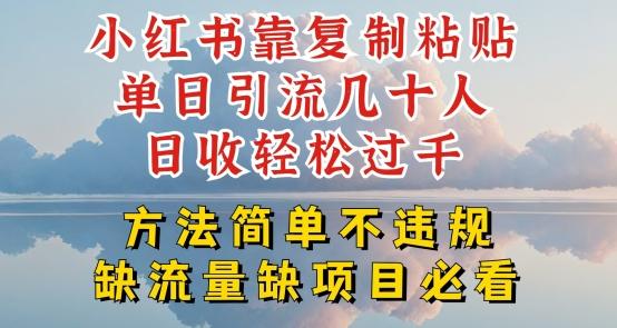 小红书靠复制粘贴单日引流几十人目收轻松过千，方法简单不违规【揭秘】-创薯资源