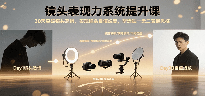 镜头表现力系统提升课，30天突破镜头恐惧实现自信蜕变，塑造独一无二表现风格-创薯资源