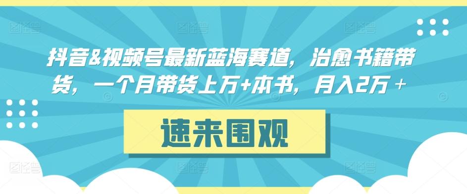 抖音&视频号最新蓝海赛道，治愈书籍带货，一个月带货上万+本书，月入2万＋【揭秘】-创薯资源
