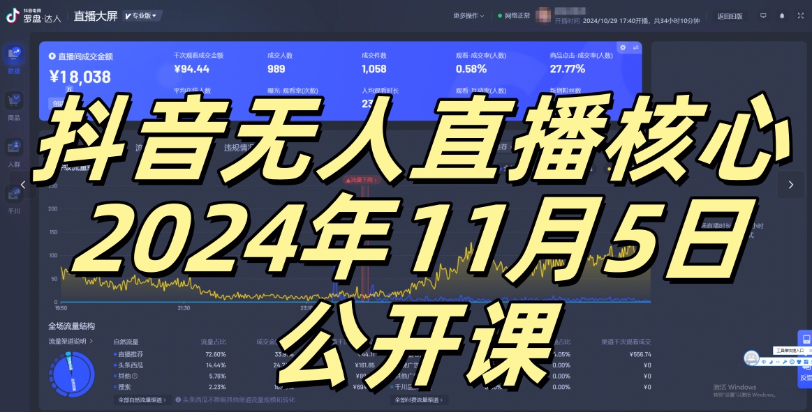 抖音无人直播核心公开课，咸鱼翻身小白可做带有睡后收入月入过万太简单【揭秘】-创薯资源