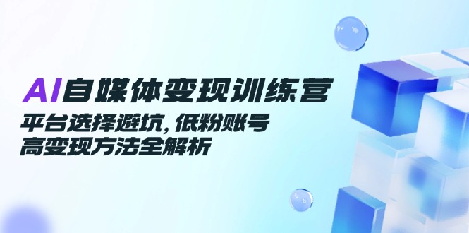 AI自媒体变现训练营，平台选择避坑，低粉账号高变现方法全解析-创薯资源