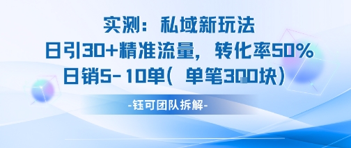 实测私域新玩法日引30加精准流量转化率50%日销5-10单每笔3张-创薯资源