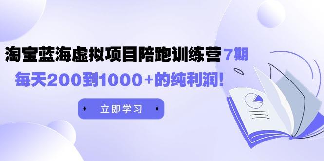 (9541期)黄岛主《淘宝蓝海虚拟项目陪跑训练营7期》每天200到1000+的纯利润-创薯资源