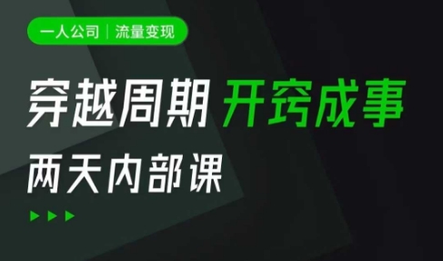 一人公司：流量变现课，一人公司的方法模型拆解， 拆解富人思维，流量思维，小老板思维等-创薯资源