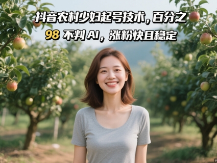 抖音农村少妇起号技术，百分之98不判AI，涨粉快且稳定-创薯资源