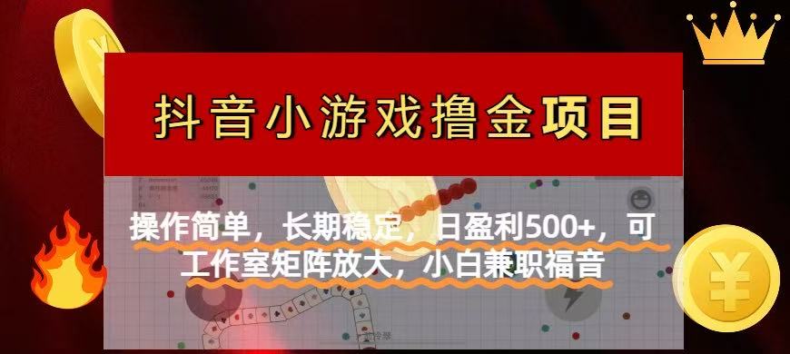 【抖音小游戏发行人计划项目】操作简单，长期稳定，日盈利500+，可工作…-创薯资源