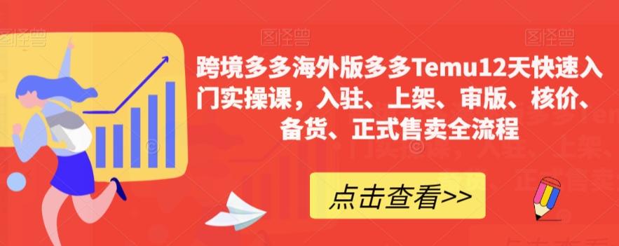 跨境多多海外版多多Temu12天快速入门实操课，入驻、上架、审版、核价、备货、正式售卖全流程-创薯资源