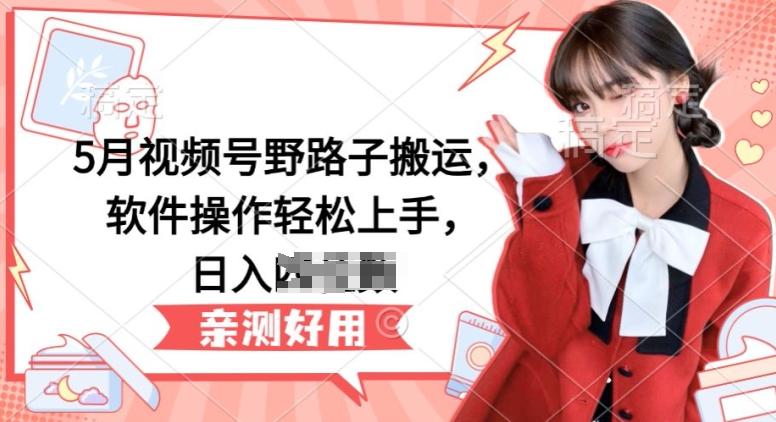 5月视频号野路子搬运，软件操作轻松上手，日入三位数【揭秘】-创薯资源