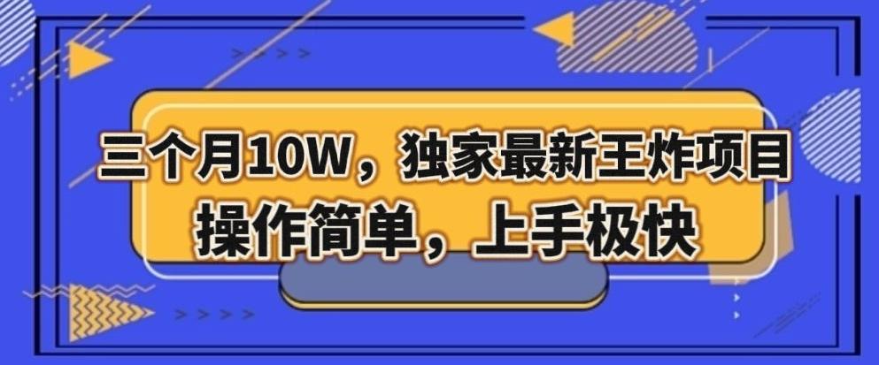 三个月10W，独家最新王炸项目！操作简单，上手极快【揭秘】-创薯资源