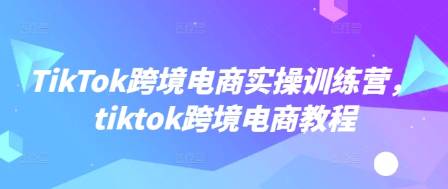 TikTok跨境电商实操训练营，tiktok跨境电商教程-创薯资源