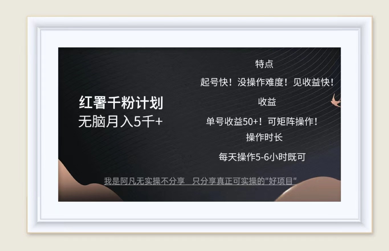 红薯千粉计划无脑月入5千+！既做既赚！-创薯资源