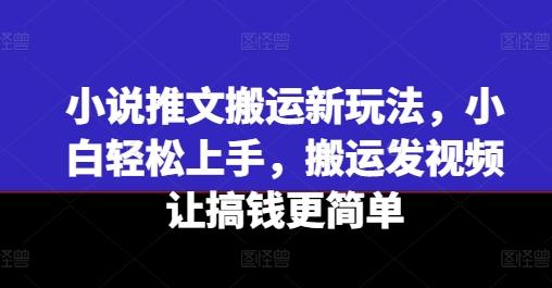 小说推文搬运新玩法，小白轻松上手，搬运发视频让搞钱更简单-创薯资源