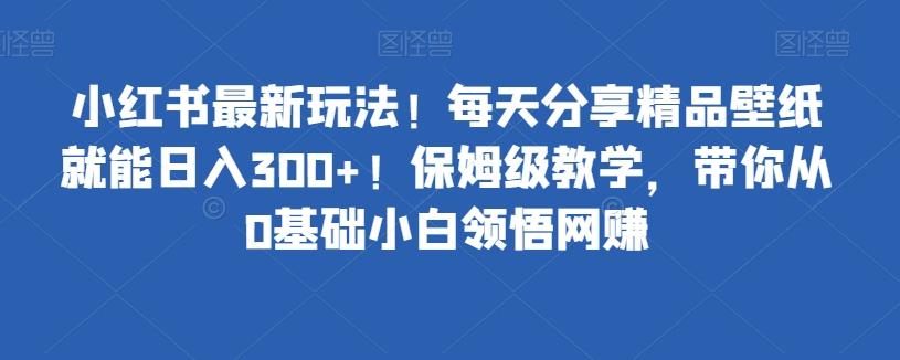 小红书最新玩法！每天分享精品壁纸就能日入300+！保姆级教学，带你从0基础小白领悟网赚-创薯资源