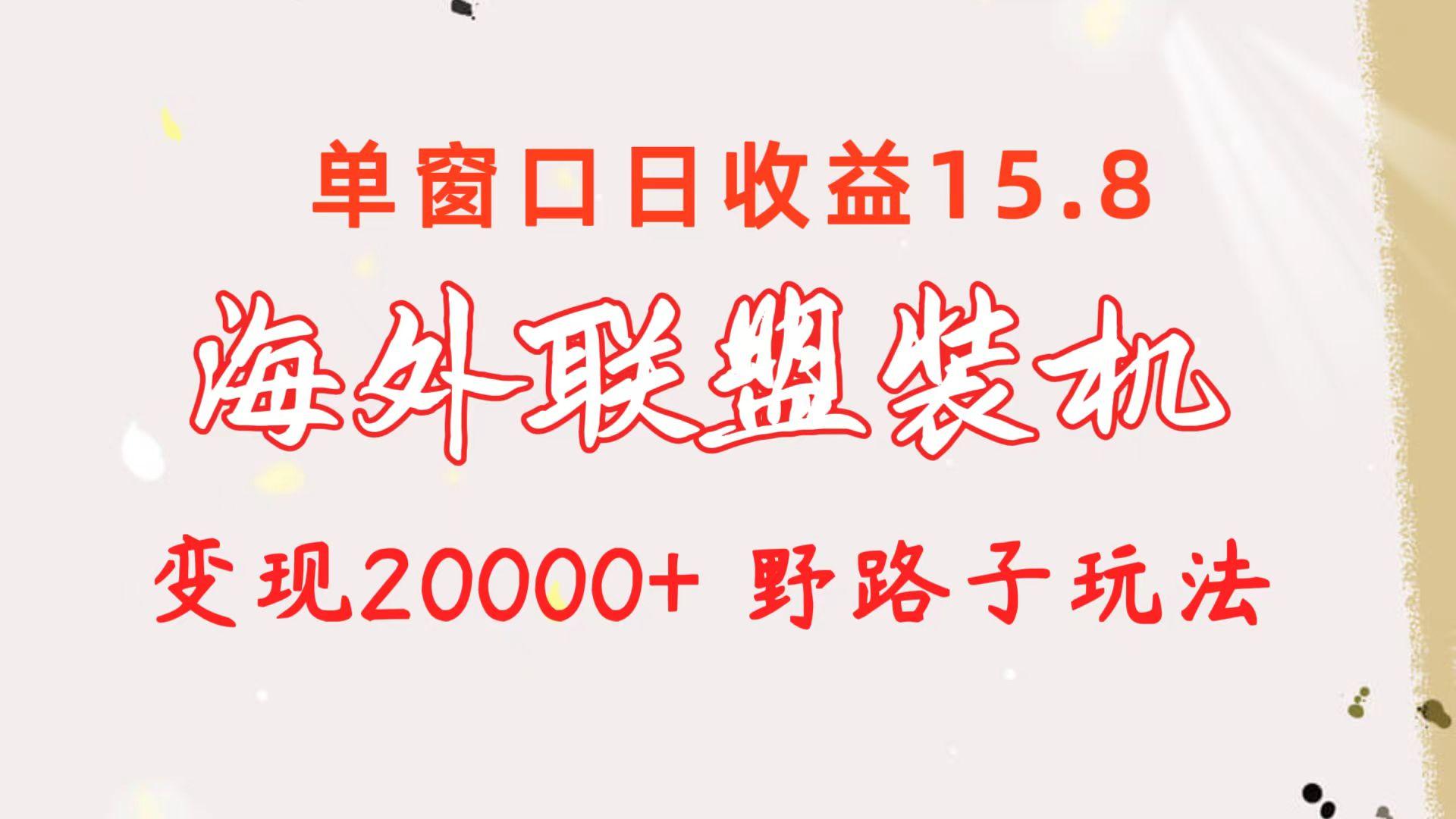 海外联盟装机 单窗口日收益15.8  变现20000+ 野路子玩法-创薯资源