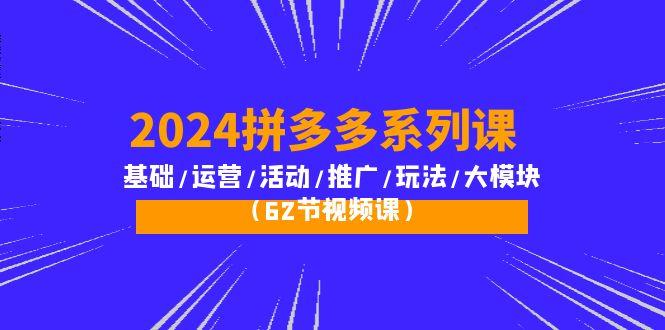 (10019期)2024拼多多系列课：基础/运营/活动/推广/玩法/大模块(62节视频课)-创薯资源