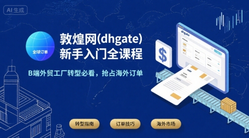 敦煌网(dhgate)新手入门全课程，B端外贸工厂转型必看，抢占海外订单-创薯资源