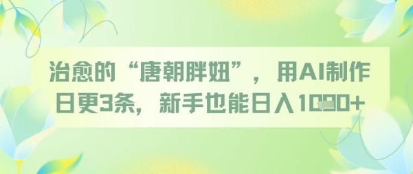 治愈的“唐朝胖妞”，用AI制作日更3条，新手也能日入多张-创薯资源