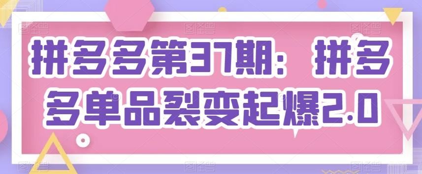 拼多多第37期：拼多多单品裂变起爆2.0-创薯资源