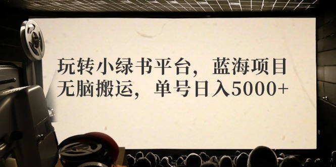 玩转小绿书平台，蓝海项目，无脑搬运，单号日入5000+-创薯资源