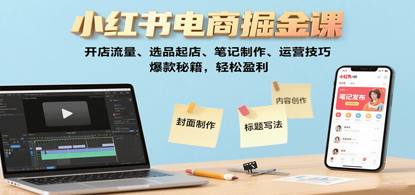 小红书电商掘金课：开店流量、选品起店、笔记制作、运营技巧，爆款秘籍，轻松盈利-创薯资源