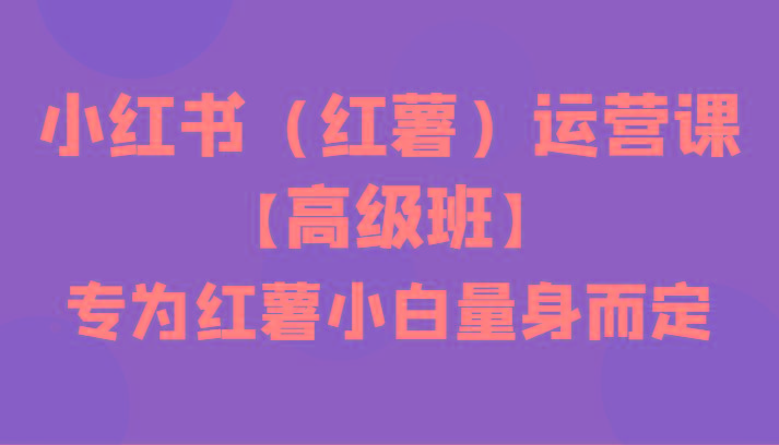 小红书(红薯)运营课【高级班】，专为红薯小白量身而定(42节课)-创薯资源