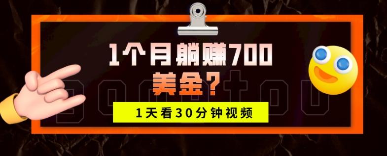 1天看30分钟视频，1个月躺赚700美金？-创薯资源